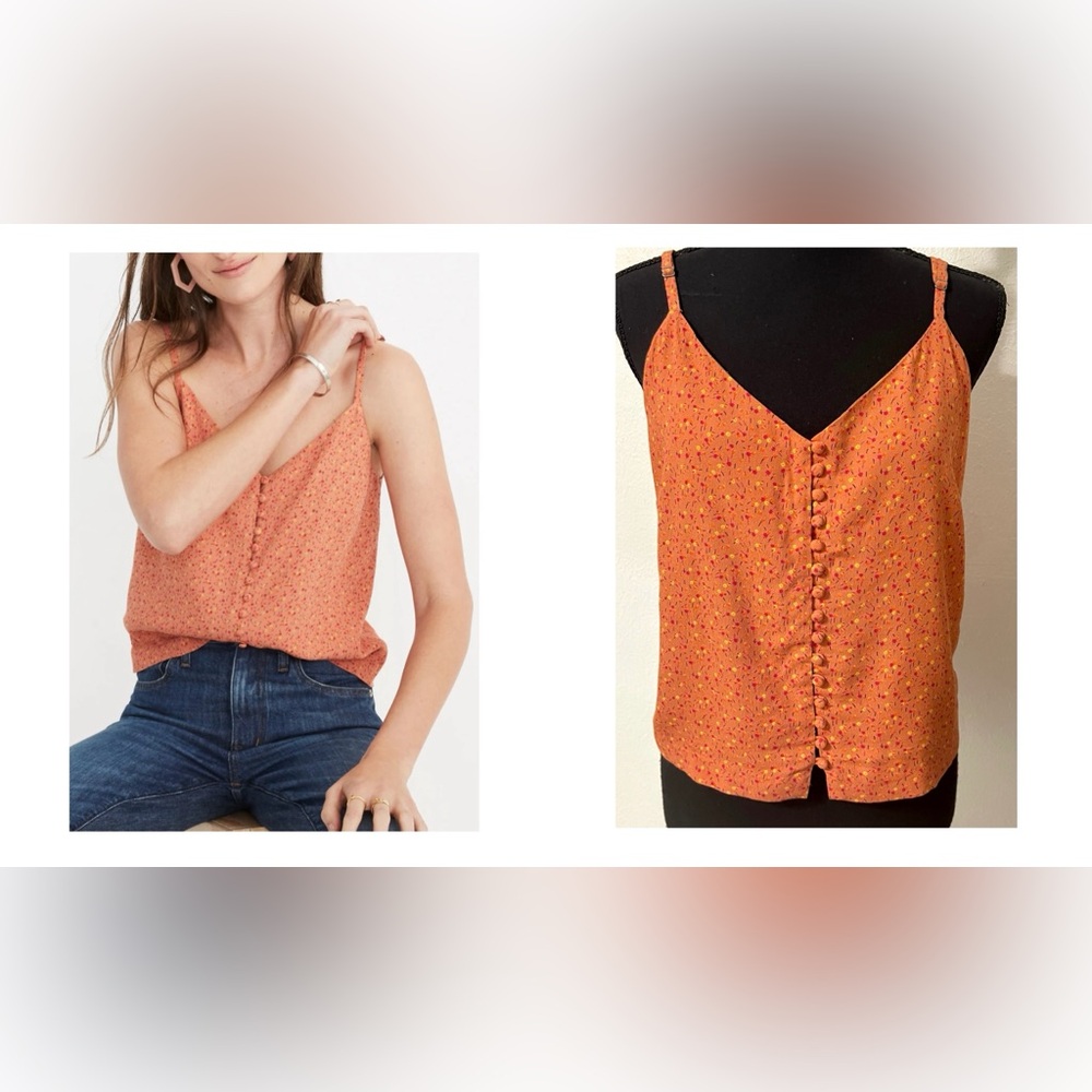 Madewell Button Down Floral Cami Top Playground Posies Vintage Inspired Viscose